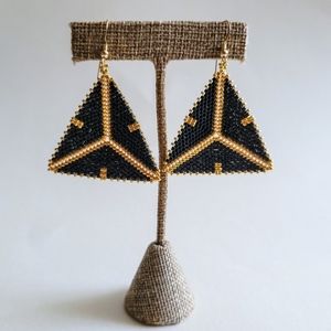 Black & Gold Geometric Beaded Earrings